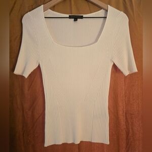 Banana Republic Ivory Ribbed Knit Tee